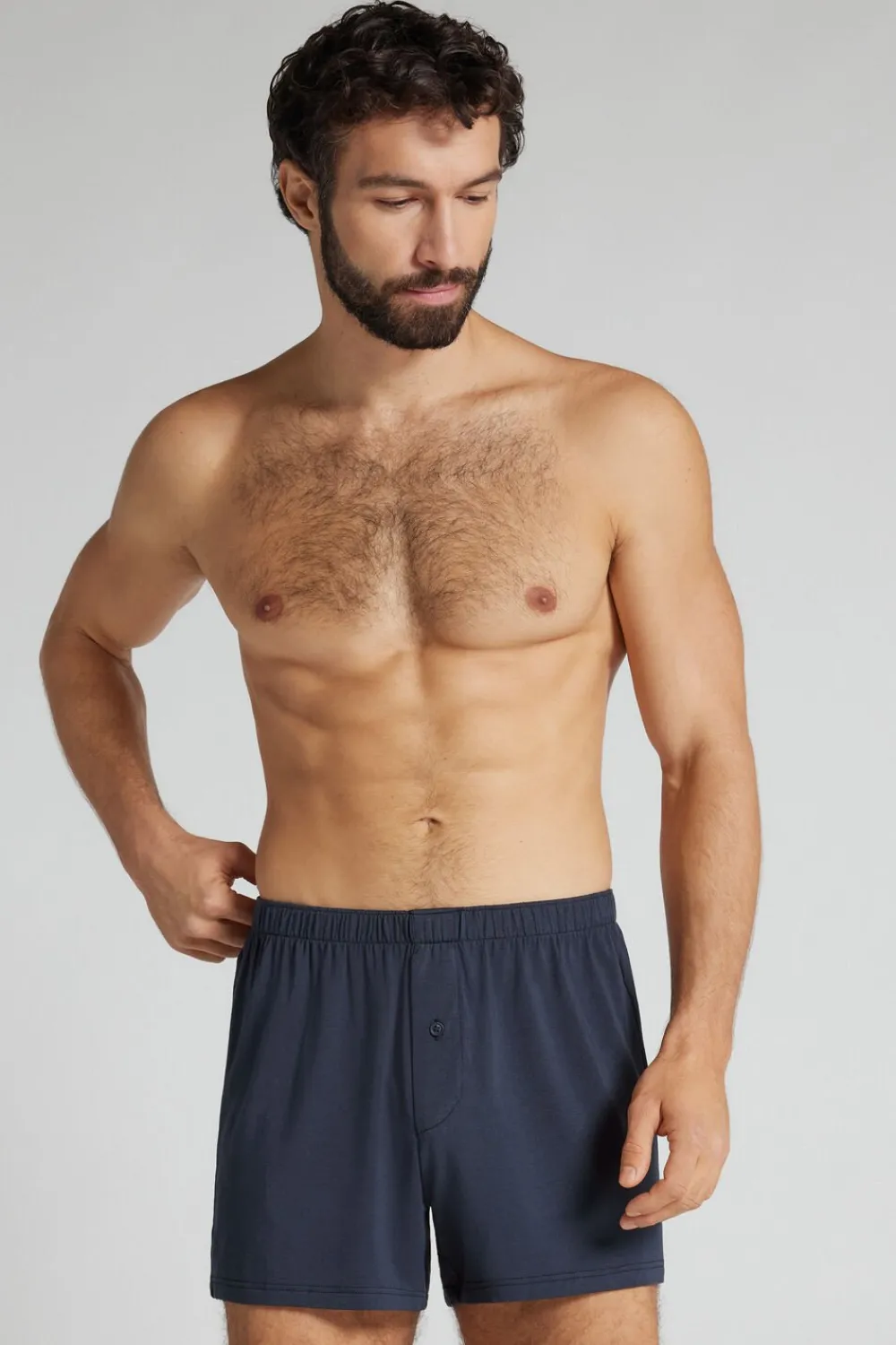 Bokserki|Soft Silk>Intimissimi Szerokie Bokserki z Tkaniny Soft Silk niebieski - 800 - blu notte