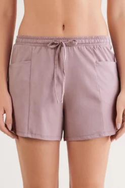 Piżamy Krótkie>Intimissimi Szorty z Bawełny Elevated Cotton fioletowy - 947j - shadow mauve