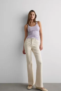 Topy|Bawełna>Intimissimi Tank Top Prążkowany z Bawełny Superior fioletowy - 056k - quartz lilac