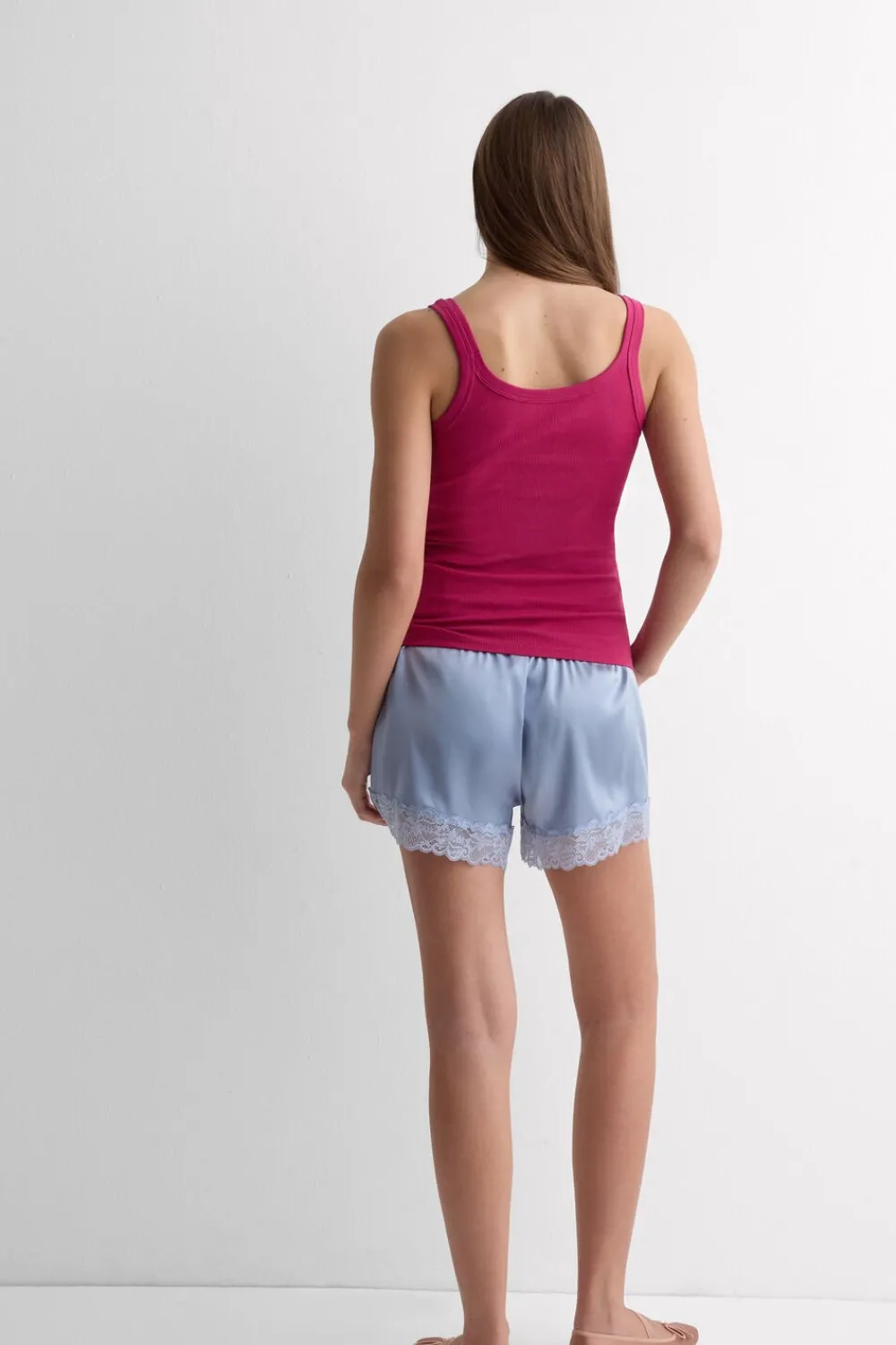 Topy|Bawełna>Intimissimi Tank Top Prążkowany z Bawełny Superior różowy - 110k - cherry pink