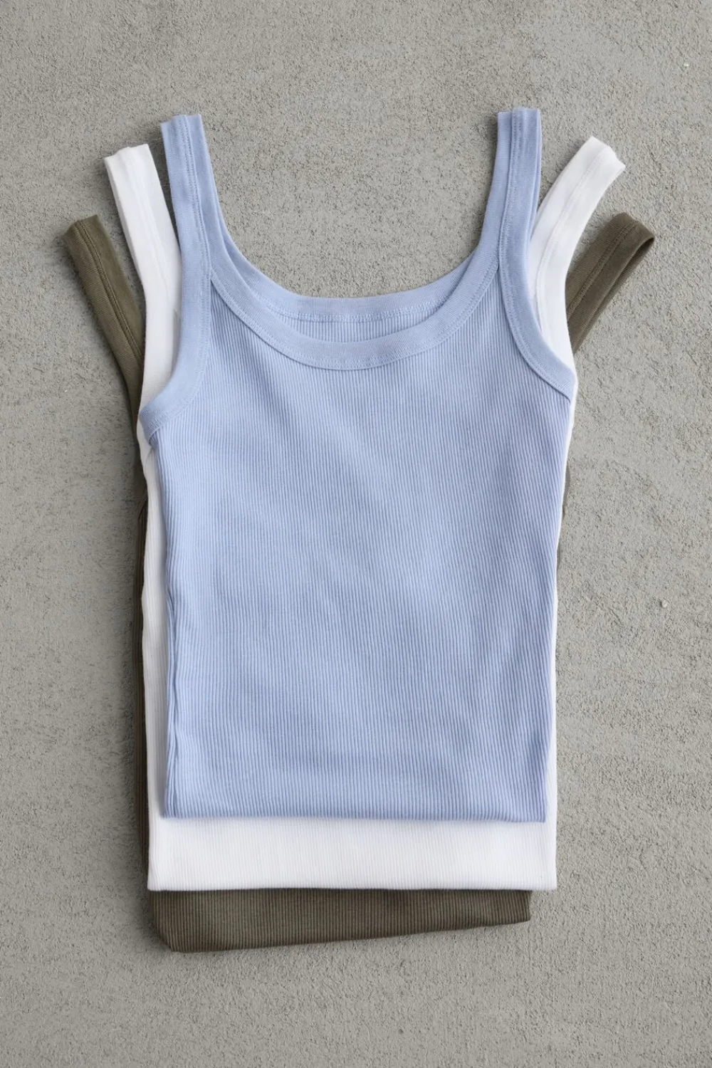 Topy|Bawełna>Intimissimi Tank Top Prążkowany z Bawełny Superior jasnoniebieski - 064k - breeze blue