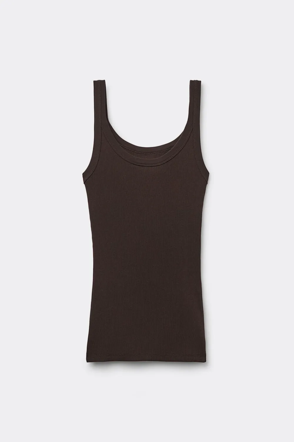 Topy|Bawełna>Intimissimi Tank Top Prążkowany z Bawełny Superior brązowy - 705j - brąz mokka