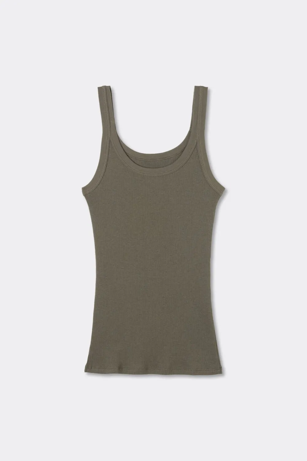 Topy|Bawełna>Intimissimi Tank Top Prążkowany z Bawełny Superior zielony - 660j - safari green