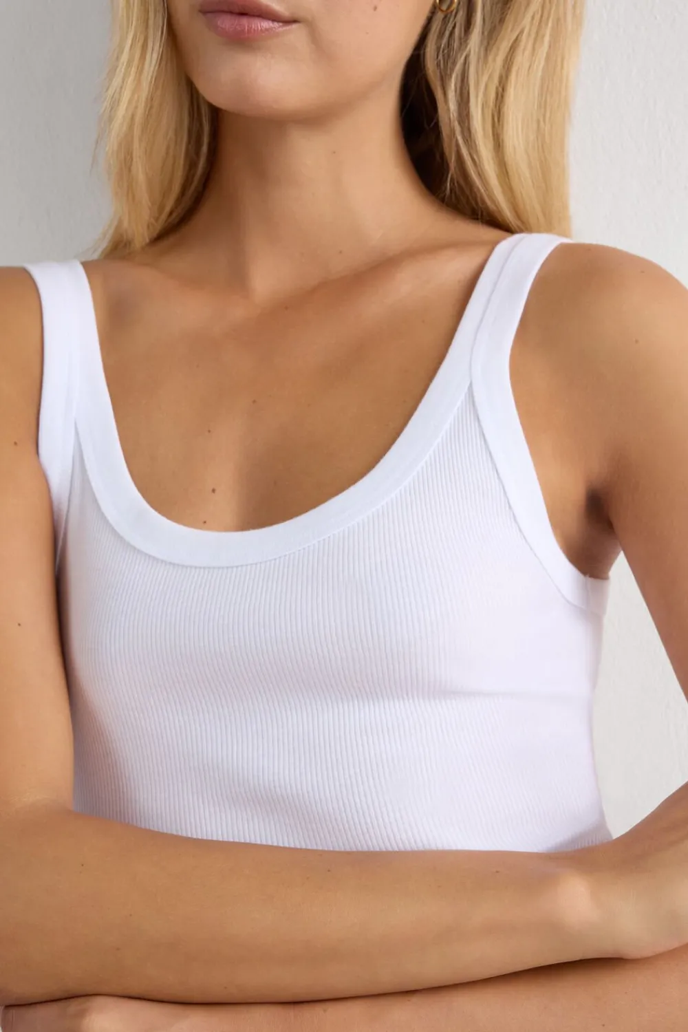 Topy>Intimissimi Tank Top Prążkowany z Bawełny Superior biały - 001 - biały