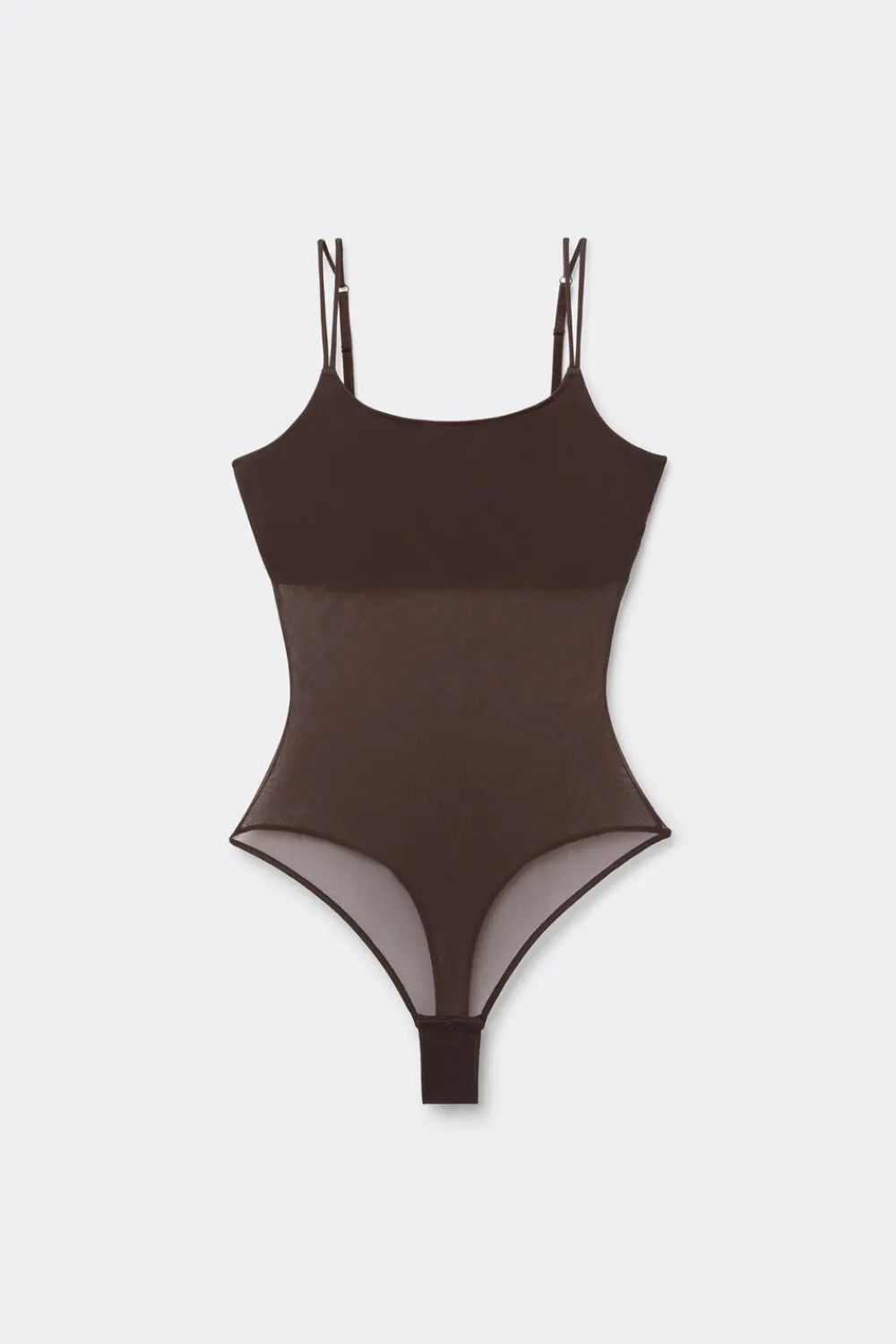 Body|Invisible Touch>Intimissimi Tiulowe Body na Cienkich Ramiączkach brązowy - 705j - brąz mokka