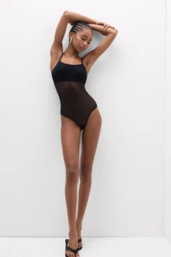 Body|Invisible Touch>Intimissimi Tiulowe Body na Cienkich Ramiączkach czarny - 019 - czarny