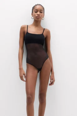 Body|Invisible Touch>Intimissimi Tiulowe Body na Cienkich Ramiączkach czarny - 019 - czarny
