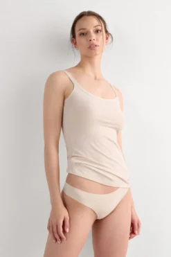 Topy>Intimissimi Top na Cienkich Ramiączkach z Bawełny naturalny - 2280 - cream