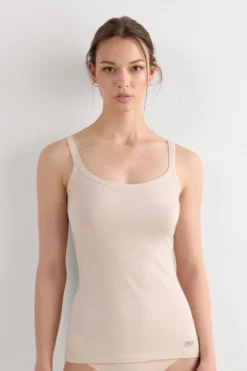 Topy>Intimissimi Top na Cienkich Ramiączkach z Bawełny naturalny - 2280 - cream