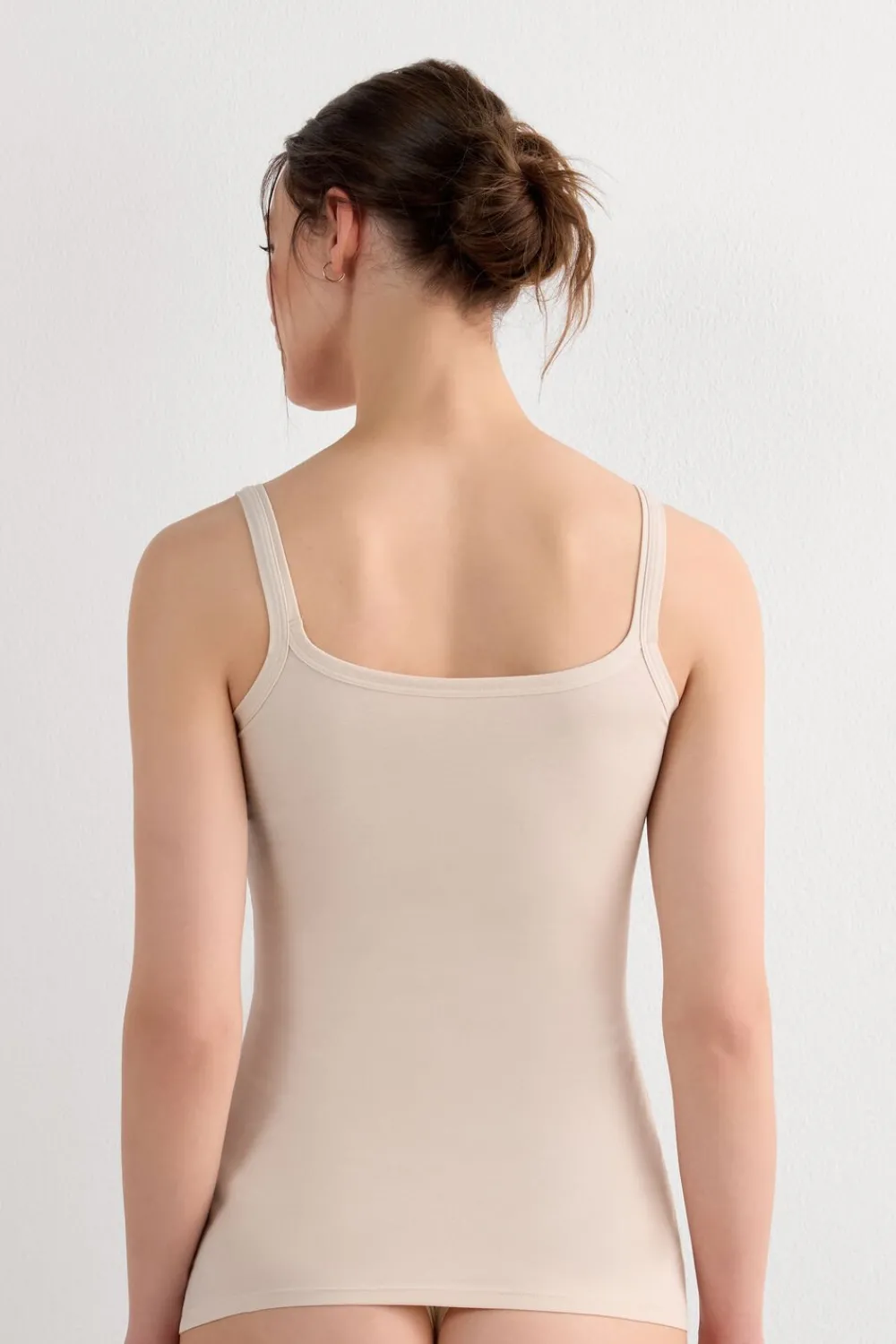 Topy>Intimissimi Top na Cienkich Ramiączkach z Bawełny naturalny - 2280 - cream