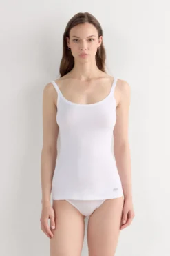 Topy>Intimissimi Top na Cienkich Ramiączkach z Bawełny biały - 001 - biały