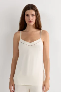 Topy|Piżamy Krótkie>Intimissimi Top na Cienkich Ramiączkach z Mikromodalu kremowy - 612i - vaniglia