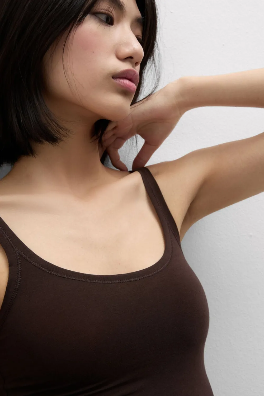Topy|Bawełna Ultralight>Intimissimi Top z Bawełny Ultralight Cotton brązowy - 705j - brąz mokka