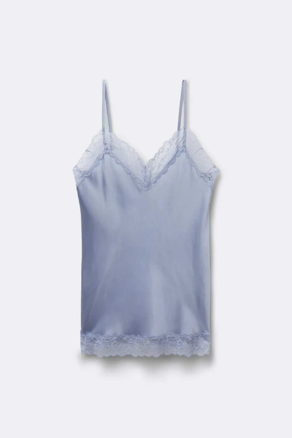 Topy|Piżamy Krótkie>Intimissimi Top z jedwabiu z koronką jasnoniebieski - 064k - breeze blue