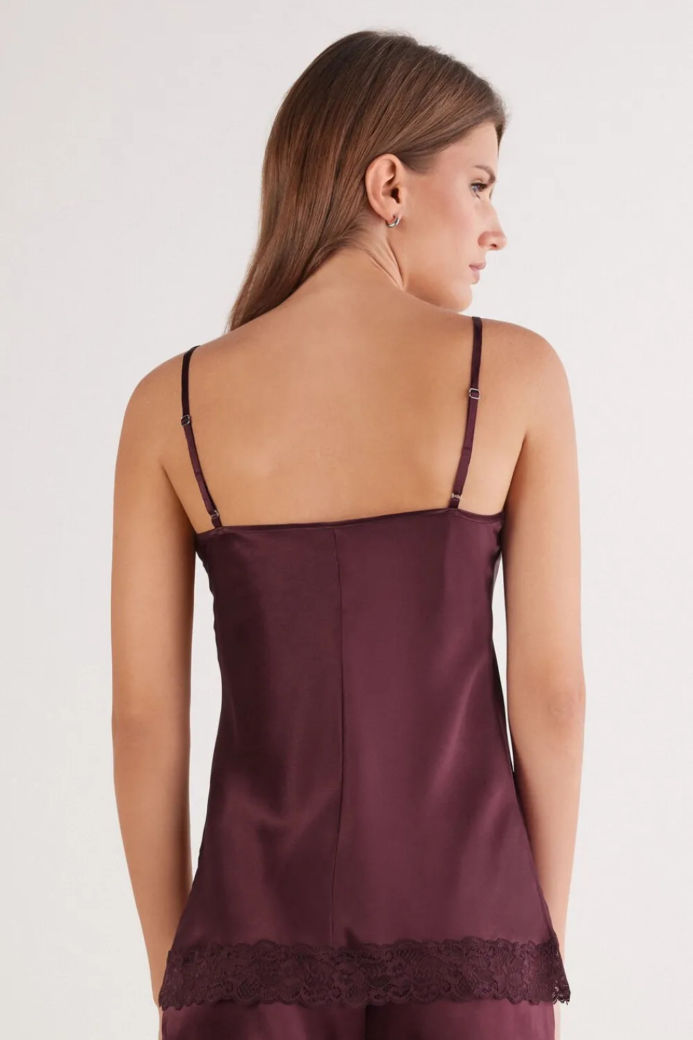 Topy|Jedwab>Intimissimi Top z jedwabiu z koronką - 028k - dark burgundy