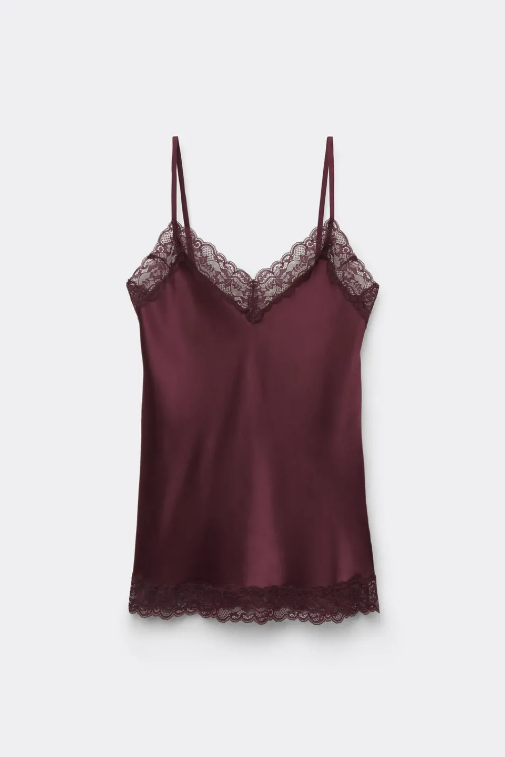 Topy|Jedwab>Intimissimi Top z jedwabiu z koronką - 028k - dark burgundy