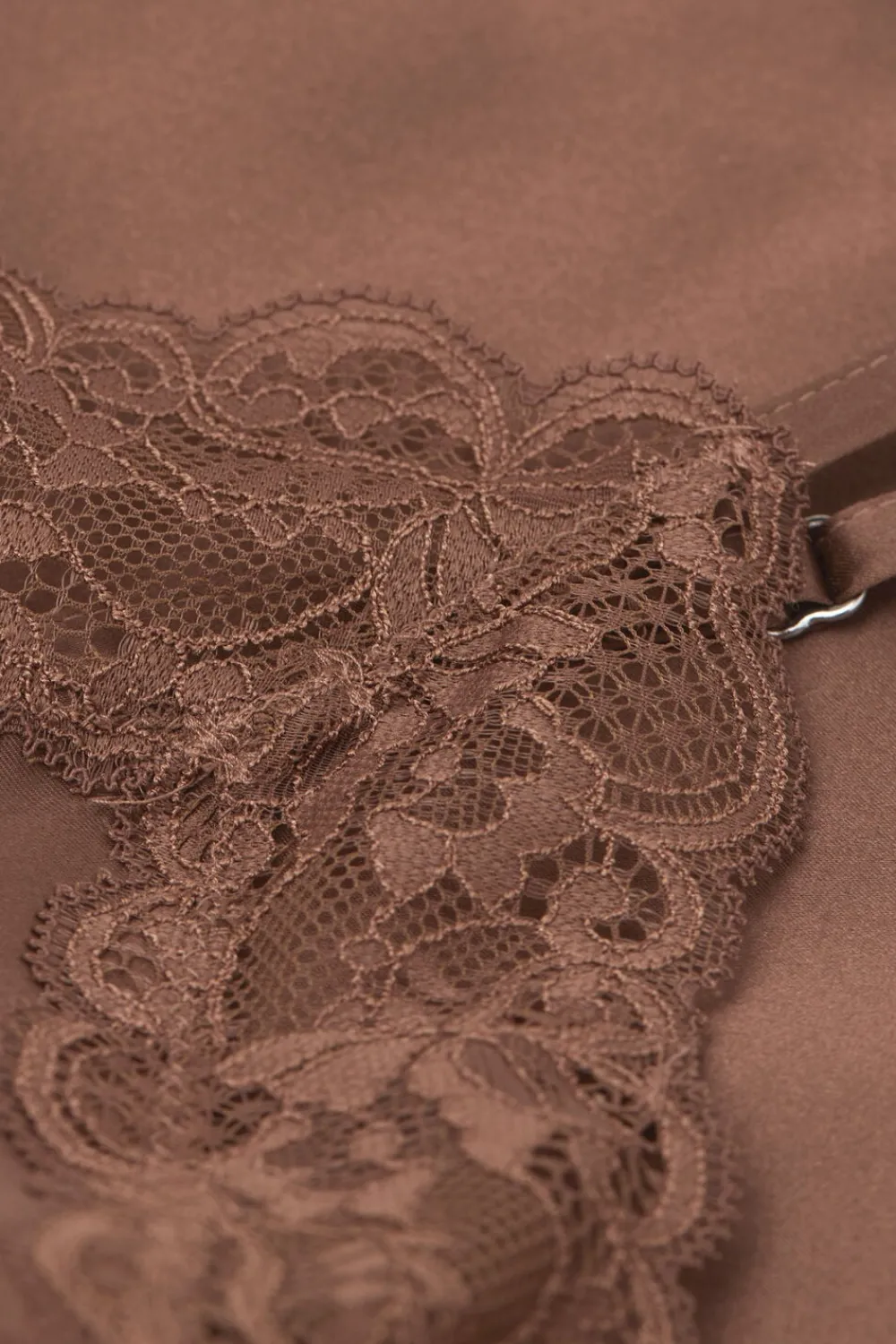 Topy|Piżamy Krótkie>Intimissimi Top z jedwabiu z koronką naturalny - 502i - caramel