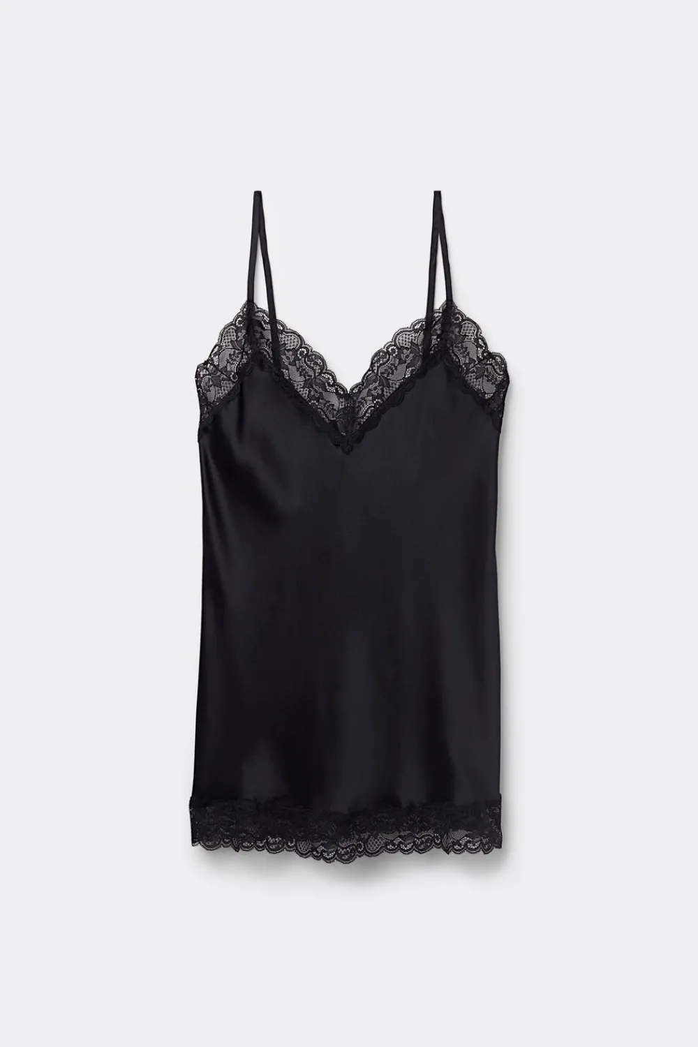 Topy|Piżamy Krótkie>Intimissimi Top z jedwabiu z koronką czarny - 019 - czarny