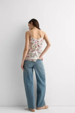 Topy|Piżamy Krótkie>Intimissimi Top z Jedwabiu z Nadrukiem Pretty Flowers motyw kwiatowy - 057k - stampa floreale