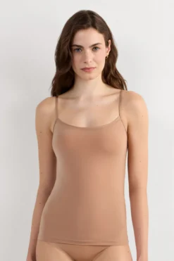 Topy|Mikrofibra>Intimissimi Top z Mikrofibry Ultralight naturalny - 417i - cappuccino