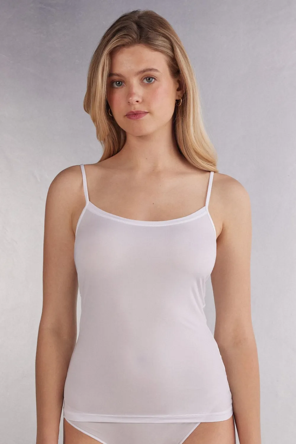 Topy|Mikrofibra>Intimissimi Top z Mikrofibry Ultralight biały - 001 - biały