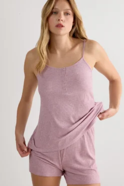 Topy|Piżamy Krótkie>Intimissimi Top z Modalu Chic Comfort ciemnoróżowy - 859j - rosa scuro melange
