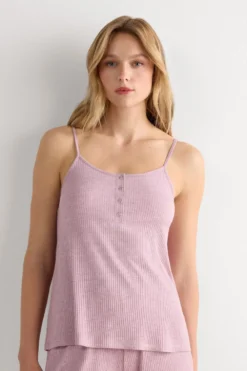 Topy|Piżamy Krótkie>Intimissimi Top z Modalu Chic Comfort ciemnoróżowy - 859j - rosa scuro melange