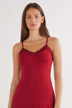 Topy|Modal>Intimissimi Top z Modalu Pretty Flowers czerwony - 9888 - ceralacca