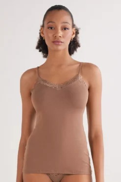 Topy|Modal>Intimissimi Top z Modalu Pretty Flowers naturalny - 502i - caramel