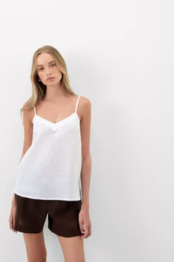Topy|Len>Intimissimi Top zPłótna Lnianego The Pure Linen biały - 001 - biały
