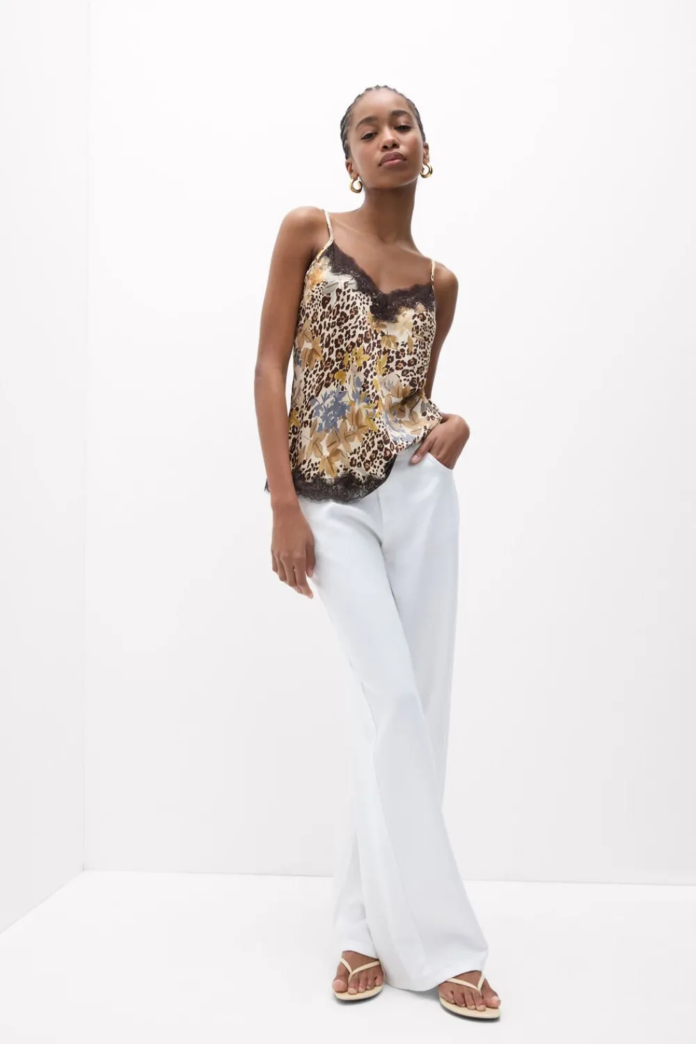 Topy|Piżamy Krótkie>Intimissimi Top z Satyny Wiskozowej Animalier Simply Iconic z nadrukiem - 071k - stampa animalier/fiori
