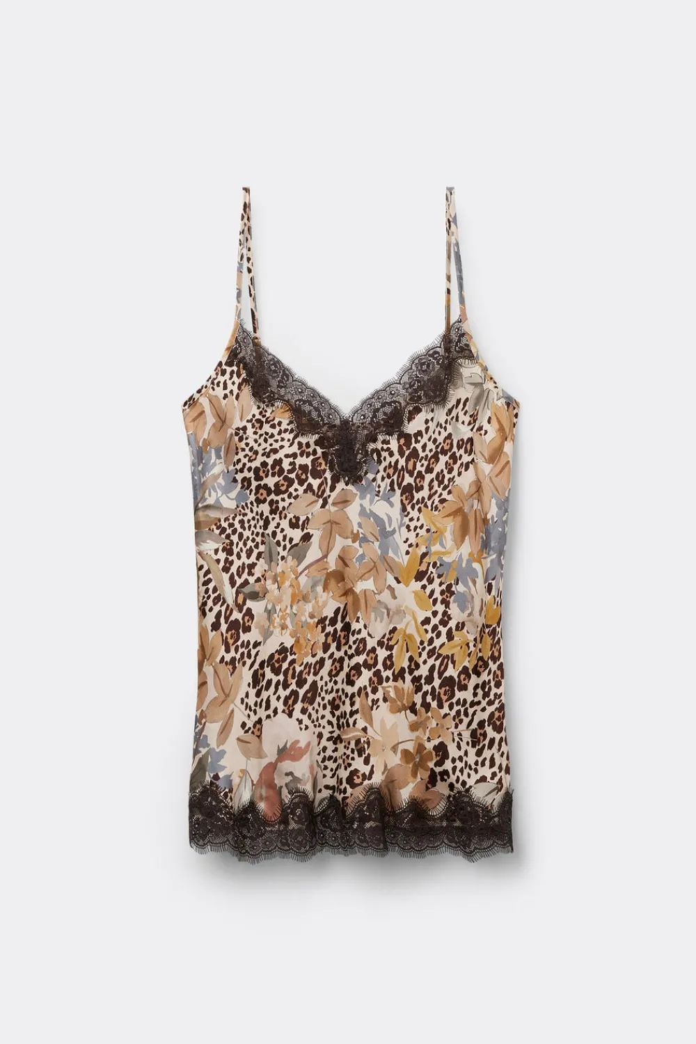 Topy|Piżamy Krótkie>Intimissimi Top z Satyny Wiskozowej Animalier Simply Iconic z nadrukiem - 071k - stampa animalier/fiori