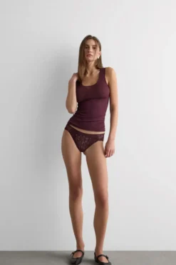 Topy|Ultralight Z Kaszmirem>Intimissimi Top z Szerokimi Ramiączkami z Modalu i Kaszmiru Ultralight burgundia - 028k - dark burgundy