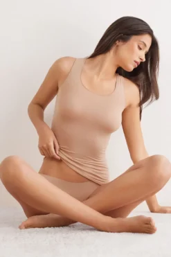 Topy|Ultralight Z Kaszmirem>Intimissimi Top z Szerokimi Ramiączkami z Modalu i Kaszmiru Ultralight naturalny - 044 - honey
