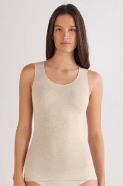 Topy|Ultralight Z Kaszmirem>Intimissimi Top z Szerokimi Ramiączkami z Modalu i Kaszmiru Ultralight beige - 036k - beige melange