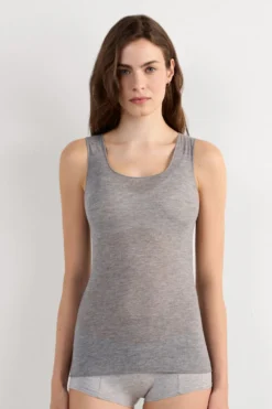 Topy|Ultralight Z Kaszmirem>Intimissimi Top z Szerokimi Ramiączkami z Modalu i Kaszmiru Ultralight szary - 456j - medium grey mel