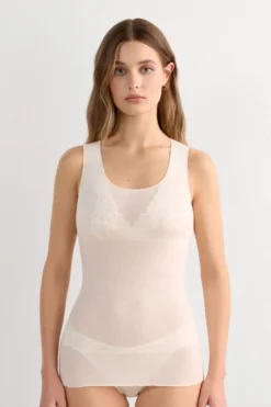 Topy|Ultralight Z Kaszmirem>Intimissimi Top z Szerokimi Ramiączkami z Modalu i Kaszmiru Ultralight kremowy - 231i - vaniglia