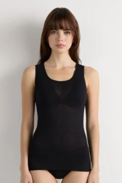 Topy|Ultralight Z Kaszmirem>Intimissimi Top z Szerokimi Ramiączkami z Modalu i Kaszmiru Ultralight czarny - 019 - czarny