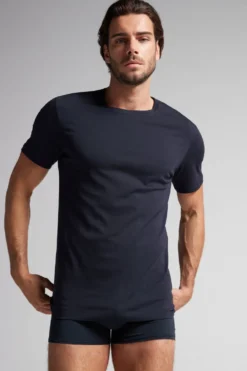 T-shirty|Bawełna Superior>Intimissimi T-shirt 100% Bawełny Superior niebieski - 800 - blu notte