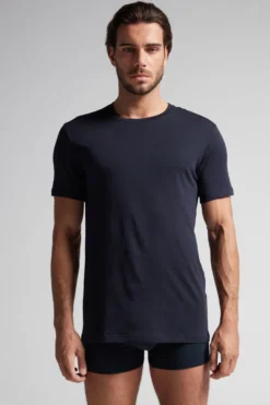T-shirty|Bawełna Superior>Intimissimi T-shirt 100% Bawełny Superior niebieski - 800 - blu notte