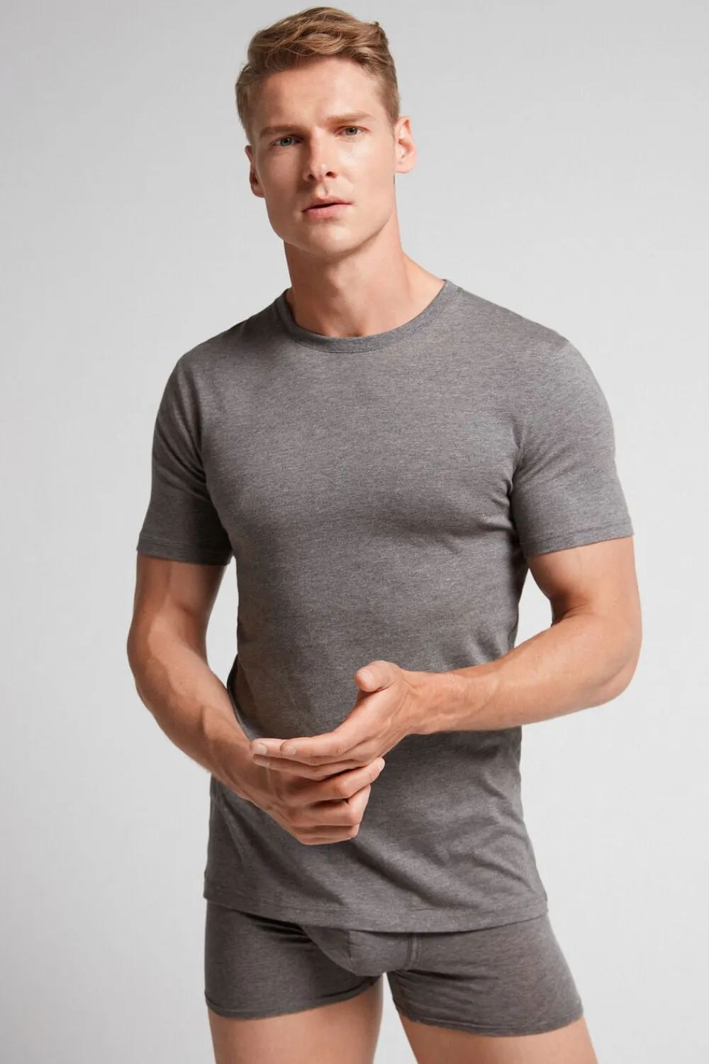 T-shirty|Bawełna Superior>Intimissimi T-shirt 100% Bawełny Superior - 5227 - grafite melange