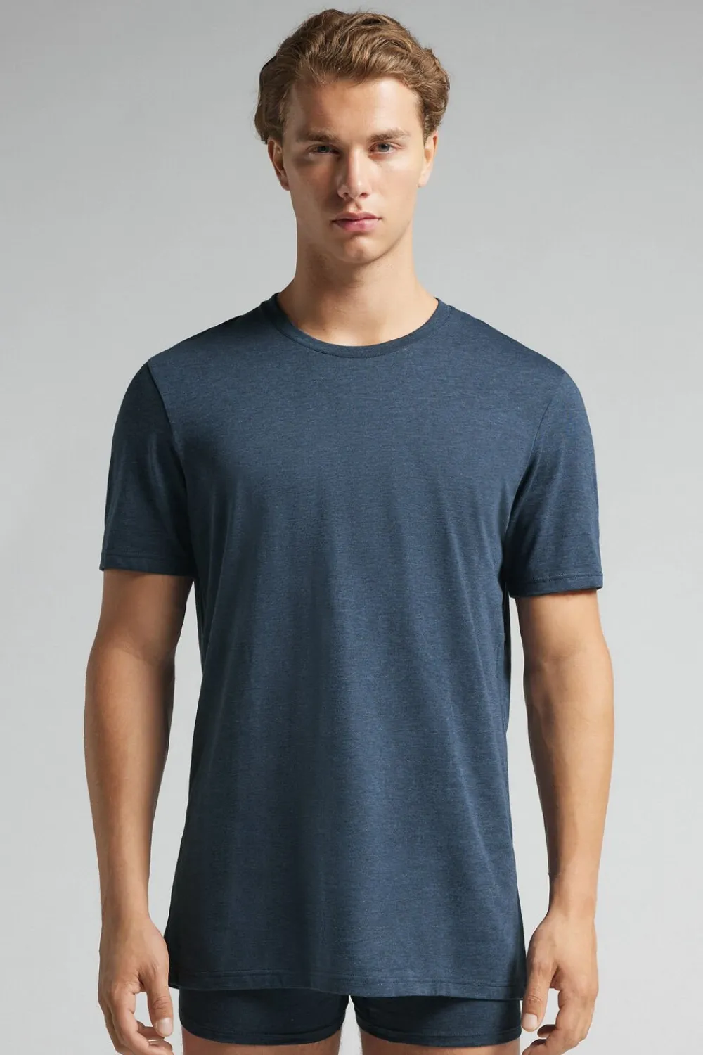 T-shirty|Bawełna Superior>Intimissimi T-shirt 100% Bawełny Superior niebieski - 3120 - blu ink melange