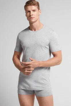T-shirty|Bawełna Superior>Intimissimi T-shirt 100% Bawełny Superior szary - 031 - grigio melange chiaro