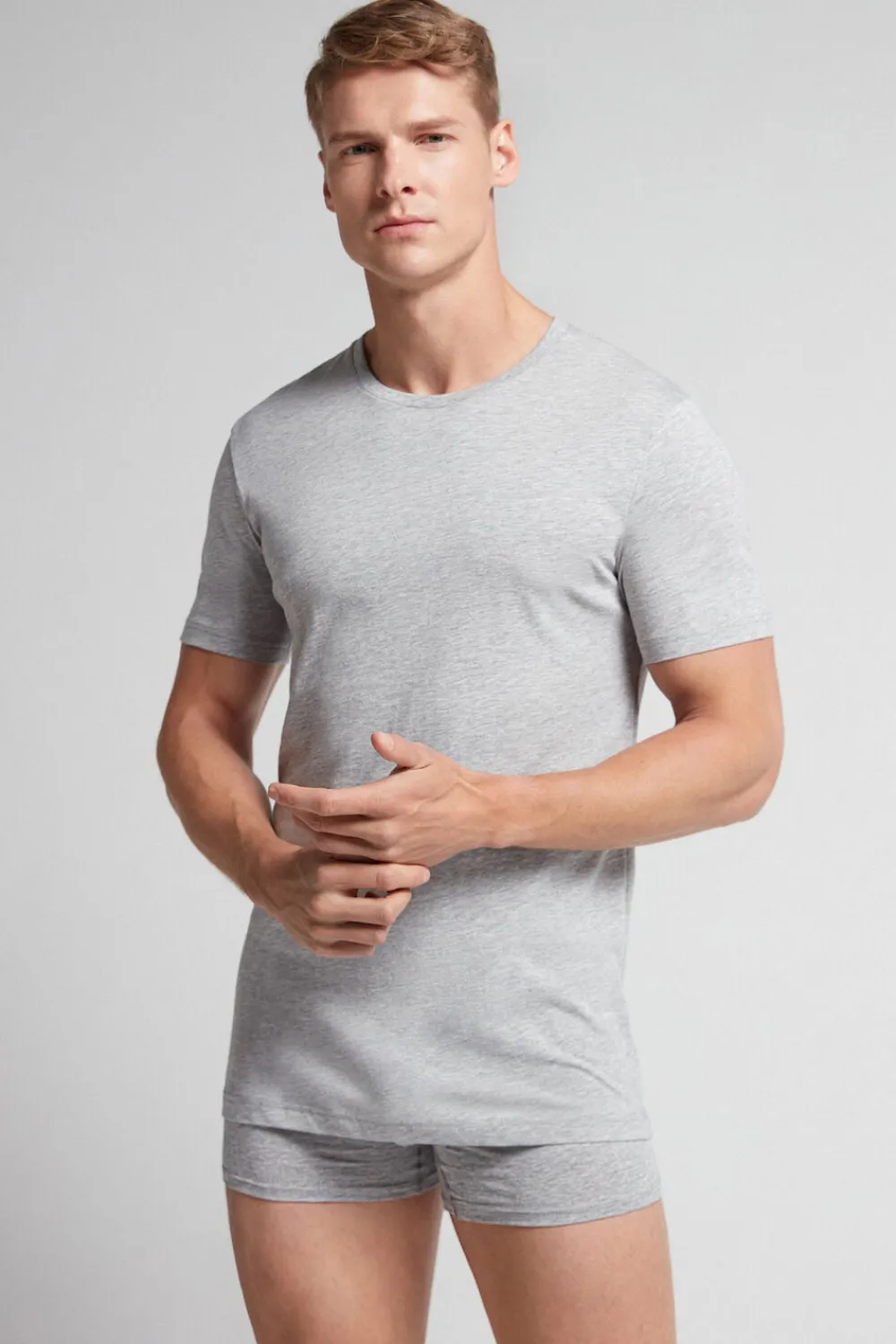 T-shirty|Bawełna Superior>Intimissimi T-shirt 100% Bawełny Superior szary - 031 - grigio melange chiaro