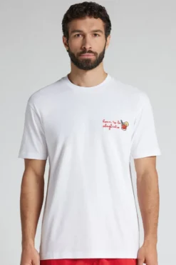 T-shirty>Intimissimi T-shirt 100% Bawełny z Haftowanym Nadrukiem biały - 001 - biały