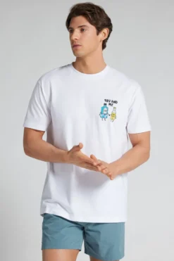 T-shirty>Intimissimi T-shirt 100% Bawełny z Haftowanym Nadrukiem You&Me biały - 001 - biały