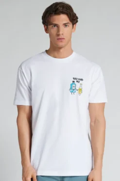 T-shirty>Intimissimi T-shirt 100% Bawełny z Haftowanym Nadrukiem You&Me biały - 001 - biały