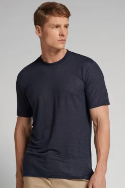 T-shirty|Len>Intimissimi T-shirt 100% Len Soft niebieski - 800 - blu notte