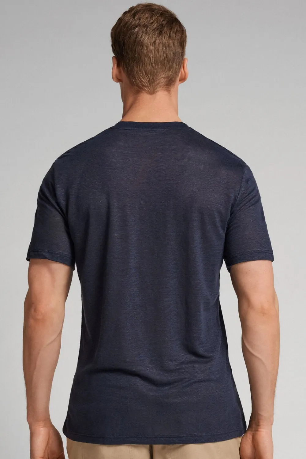 T-shirty|Len>Intimissimi T-shirt 100% Len Soft niebieski - 800 - blu notte