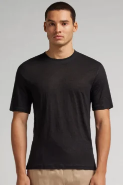 T-shirty|Len>Intimissimi T-shirt 100% Len Soft czarny - 019 - czarny